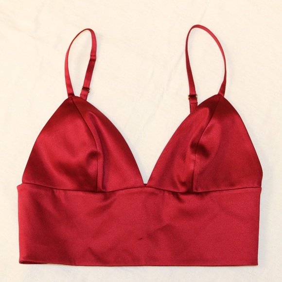 red satin bralette